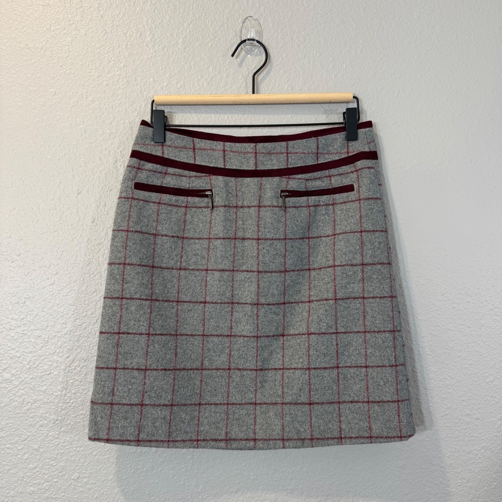 Bob Timberlake Women's Size 2 Gray Wool Blend Plaid Zipper Pockets Skirt